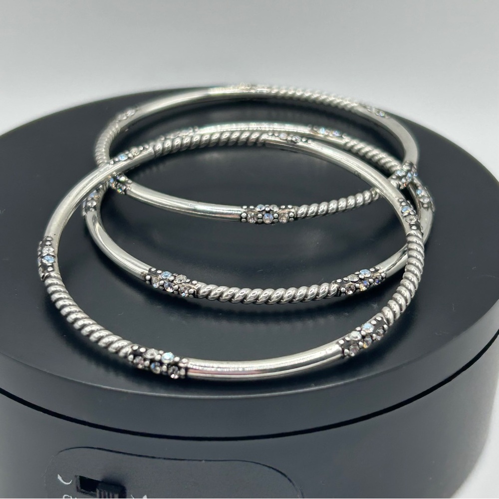 Brighton - Silver & Crystal Stackable Bracelet Se… - image 8